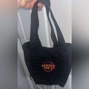 Trader Joes Mini Tote Bag Black and Orange Rare Halloween